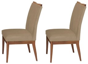 Conjunto 2 Cadeiras Decorativa Leticia Aveludado Nude