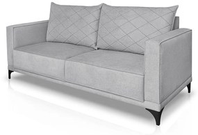 Sofá Living 2 Lugares com Pés de Ferro Almofadas Soltas 180cm Neso Bouclê Cinza G63 - Gran belo