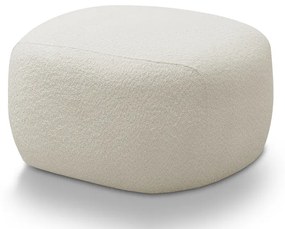 Puff Decorativo Charlote Sala de Estar Pés em Madeira Bouclê Off White G88 - Gran Belo