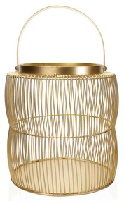 Lanterna Decorativa em Metal Dourado 32,5x21x21 cm - D'Rossi