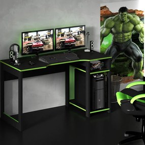 Mesa para Escritório Home Office Gamer ME4152 MDP Preto/Verde G69 - Gran Belo