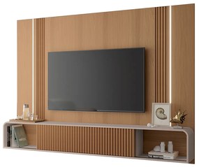 Home Suspenso Decorativo Rennes MDF/MDP c/LED para TV até 85 Polegadas Freijó/Off White G26 - Gran Belo