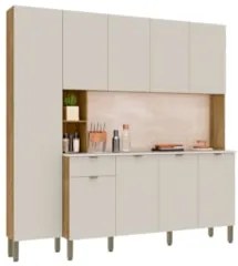 Cozinha Compacta Com Balcão 200cm Louvre Z06 Freijó/Soft - Mpozenato