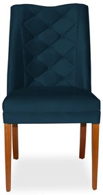 Kit 8 Cadeiras de Jantar Micheli Suede Azul Marinho