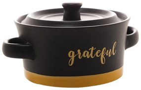 Mini Caçarola Cerâmica Grateful Preto Matt/Amarelo 13x6cm 28533 Bon Gourmet
