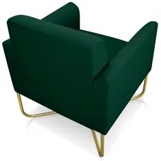 Poltrona Decorativa Base Industrial X Dourada Maressa S23 Suede Verde