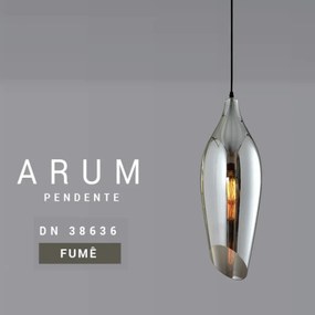Pendente Arum Ø14X40Cm Metal Preto / Fume 1 X E27 |Opus Dn 38636 (Preto / Fumê)