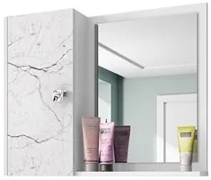 Espelheira Para Banheiro Com Armário 1 Porta Gênova Branco/Carrara - B
