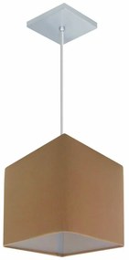 Lustre Pendente Quadrado Md-4223 Cúpula em Tecido 15/13x13cm Palha - Bivolt