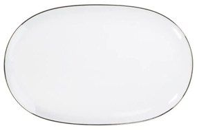 Travessa Rasa Oval 36 Cm Porcelana Schmidt - Dec. Filetado Prata Itamaraty 0012