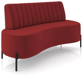 Sofá 2 Lugares Living 135cm Pé Ferro Pto Maraú Veludo Vermelho K01 - D'Rossi