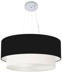 Lustre Pendente Duplo Cilíndrico Vivare Md-4073 Cúpula em Tecido 80x60cm - Bivolt