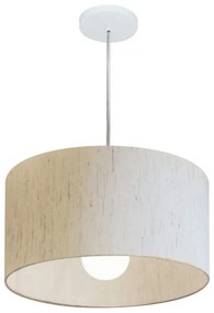 Lustre Pendente Cilíndrico Md-4202 Cúpula em Tecido 40x25cm Linho Bege - Bivolt