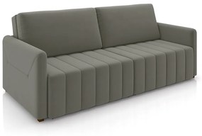 Sofá-Cama Decorativo Retrátil Thanos 2 Lugares 220cm Veludo Grafite G45 - Gran Belo