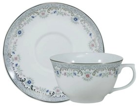 Xícara Chá Com Pires 200Ml Porcelana Schmidt - Dec. Saint Germain Izabel 2339