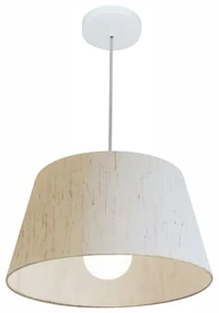 Pendente Cone Linho Bege MJ-4039 Para Mesa de Jantar e Estar