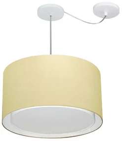 Lustre Pendente Cilíndrico Com Desvio Bege MJ-4307 Para Mesa de Jantar e Estar