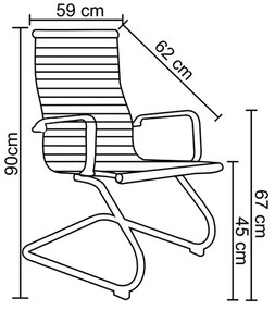 Kit 2 Cadeiras Executivas Escritório Royal Fixa PU Sintético Preta G56 - Gran Belo