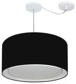 Lustre Pendente Cilíndrico Com Desvio de Centro Vivare Md-4315 Cúpula em Tecido 50x30cm - Bivolt