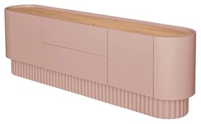 Aparador Buffet York 2,4m - Rosa Blush com Lâmina Cinamomo Natural