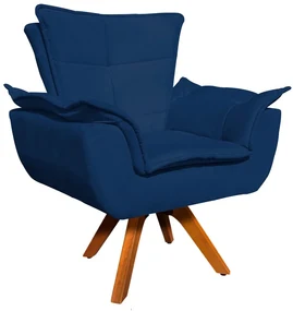 Poltrona Sala de Estar Giratória MM30 Opalla Suede D03 - D'Rossi - Azul Marinho