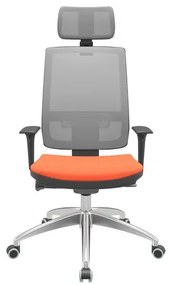 Cadeira Office Brizza Tela Cinza Com Encosto Assento Poliester Laranja Autocompensador 126cm - 63230 Sun House