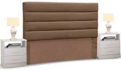 Cabeceira Cama Box Casal Queen 160cm Greta Suede Marrom e 2 Mesas de C