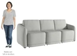 Sofá Cama Casal para Sala 336cm Polska Z08 Linho Cinza - Mpozenato