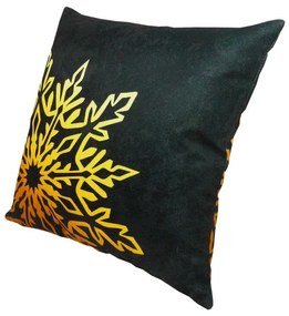 Capa de Almofada Natalina de Suede em Tons Dourado 45x45cm - Floco Dourado - Com Enchimento