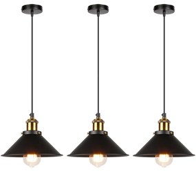 Pendente luminária Retro vitage industrial lustres de teto ferro - Black 3PCS