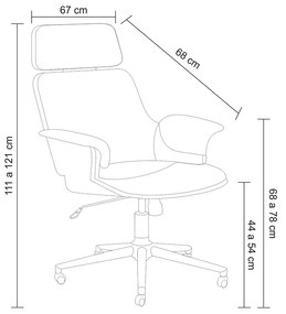 Kit 4 Cadeira de Escritório Home Office Decorativas Casemiro PU c/Regulagem de Altura Base Giratória Preto G56 - Gran Belo