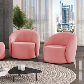 Poltrona Decorativa Orgânica Kit 2 Lua Suede D03 - D'Rossi - Rose