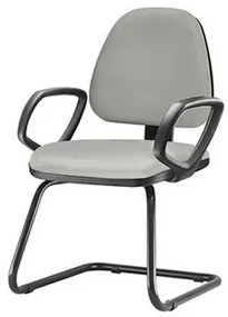Cadeira Sky com Bracos Fixos Assento Crepe Cinza Claro Base Fixa Preta - 54829 Sun House