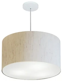 Pendente Cilíndrico Linho Bege MJ-4250 Para Mesa de Jantar e Estar