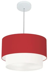 Pendente Cilíndrico Bordô e Branco MJ-4354 Para Mesa de Jantar e Estar
