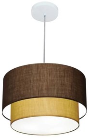 Lustre Pendente Duplo Cilíndrico Vivare Md-4354 Cúpula em Tecido 45x40cm - Bivolt