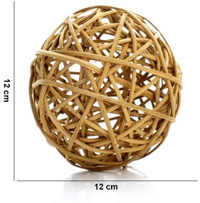 Enfeite Decorativo Esfera em Rattan para Sala Natural 12 cm M02 - D'Rossi