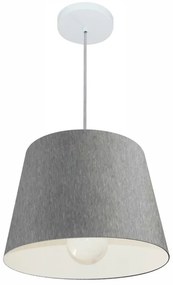 Lustre Pendente Cone Md-4240 Cúpula em Tecido 30/40x30cm Rustico Cinza - Bivolt