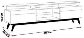 Rack Bancada 2 Gavetas com Nicho 218cm Amy Branco Acetinado G29 - Gran Belo