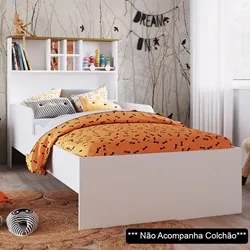 Cama Infantil Com Nichos e Espelho House A05 Branco - Mpozenato