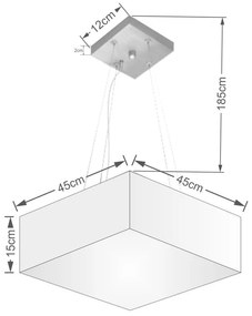 Lustre Pendente Quadrado Vivare Md-4196 Cúpula em Tecido 15/45x45cm - Bivolt