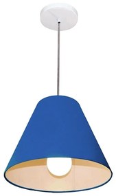 Lustre Pendente Cone Vivare Md-4028 Cúpula em Tecido 25/30x12cm - Bivolt - Azul-Marinho - 110V/220V