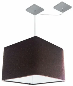 Lustre Pendente Quadrado Com Desvio Café MJ-4268 Para Mesa de Jantar e Estar
