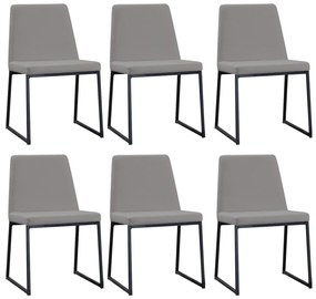 Kit 6 Cadeiras de Jantar Decorativa Base Aço Preto Javé Linho Cinza G17 - Gran Belo