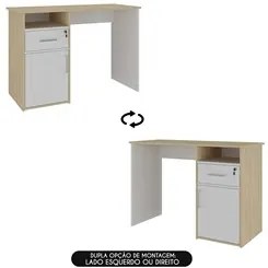 Mesa Escrivaninha Home Office 110cm Ally A06 Carvalho/Branco - Mpozena