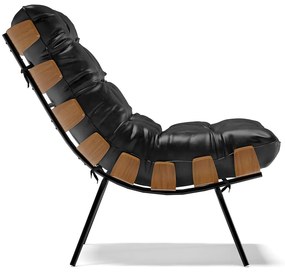Poltrona Costela Corano Base Metálica Preto - D'Rossi - Preto