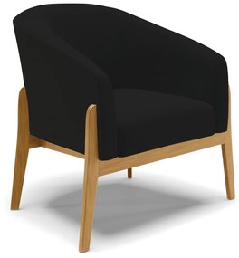 Poltrona Decorativa Base de Madeira Stella Linho D03 - D'Rossi - A79 Preto