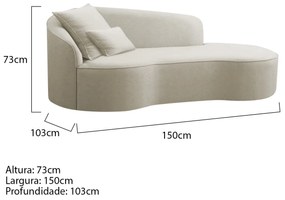 Divã Recamier Curvo Sala de Estar Recepção Inglaterra 150cm Lado Direito Bouclé - ADJ Decor