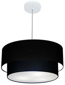 Pendente Cilíndrico Preto MJ-4355 Para Mesa de Jantar e Estar