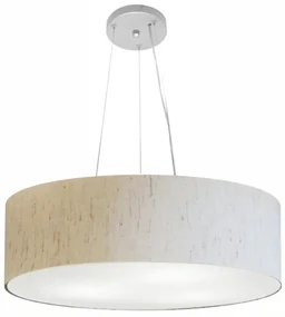 Pendente Cilíndrico Linho Bege MJ-4136 Para Mesa de Jantar e Estar